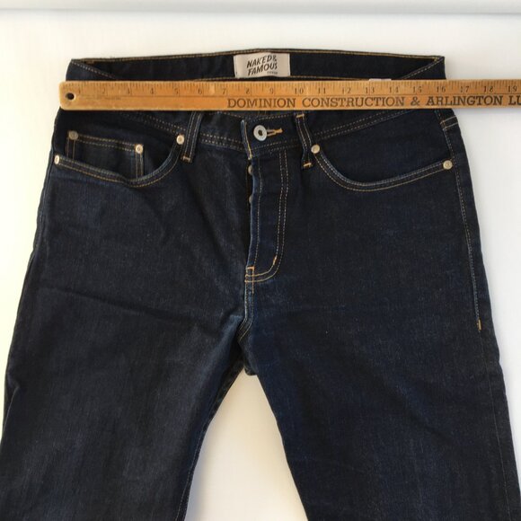 Naked & Famous Weird Guy Deep Indigo Stretch Selvedge Button Fly Jeans 33 - Picture 8 of 10